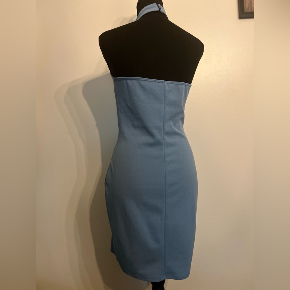 Charlotte Russe Blue Halter Dress Size M - Picture 6 of 11
